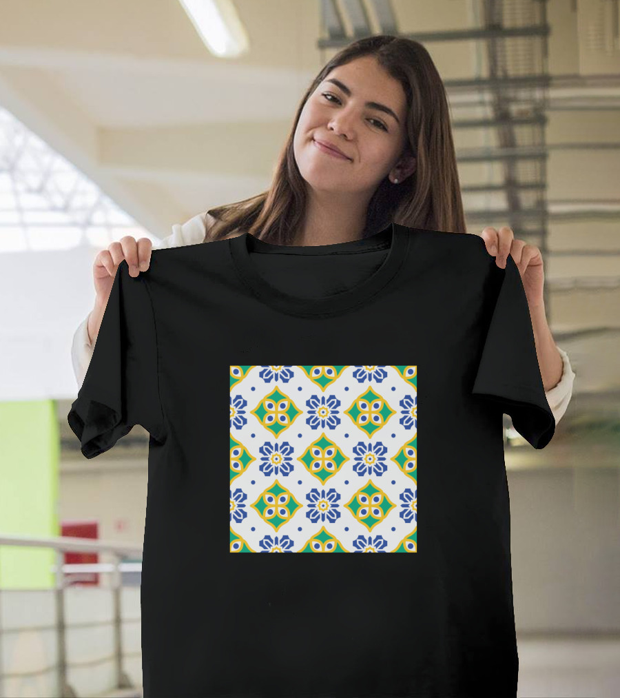 Azulejo 20 Vector Portuguese Moorish Pattern Square T-Shirt