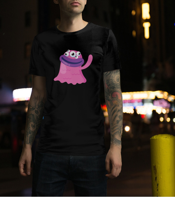 Three-Eyed Pink Monster Wave T-Shirt