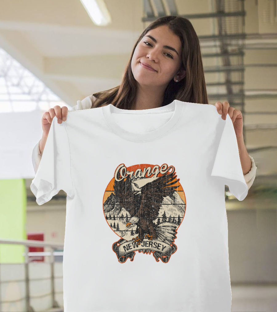 Orange New Jersey Bald Eagle Retro Vintage Aesthetic T-Shirt
