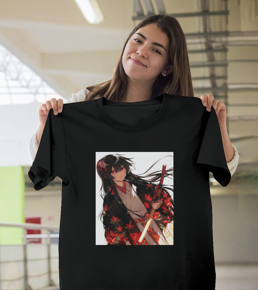 Rory Mercury Anime Character Kimono Floral Sword T-Shirt