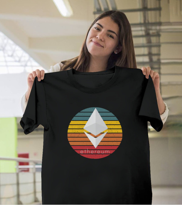 Retro Ethereum Rainbow Circle Grunge T-Shirt