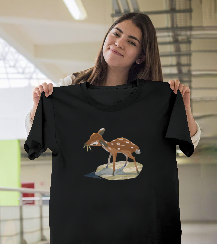 Formosan Silk Deer Grazing on Sunlit Meadow T-Shirt