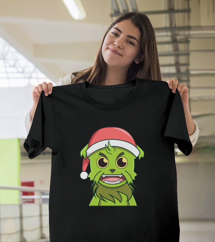 Grinch Character with Santa Hat T-Shirt