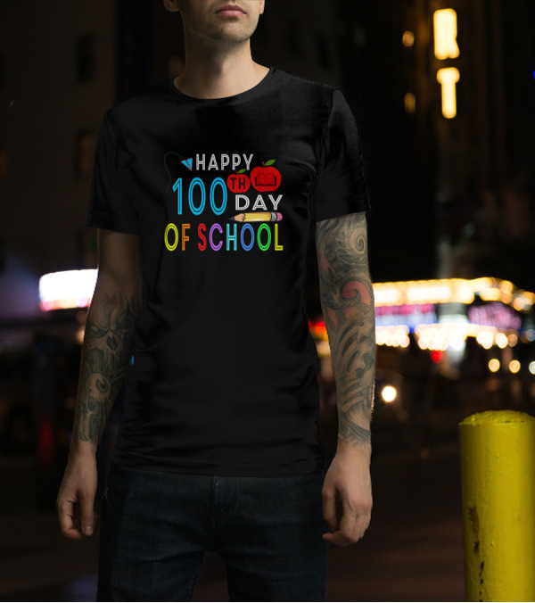 Happy 100Th Day Of School With Apple Pencil And Kite T-Shirt
