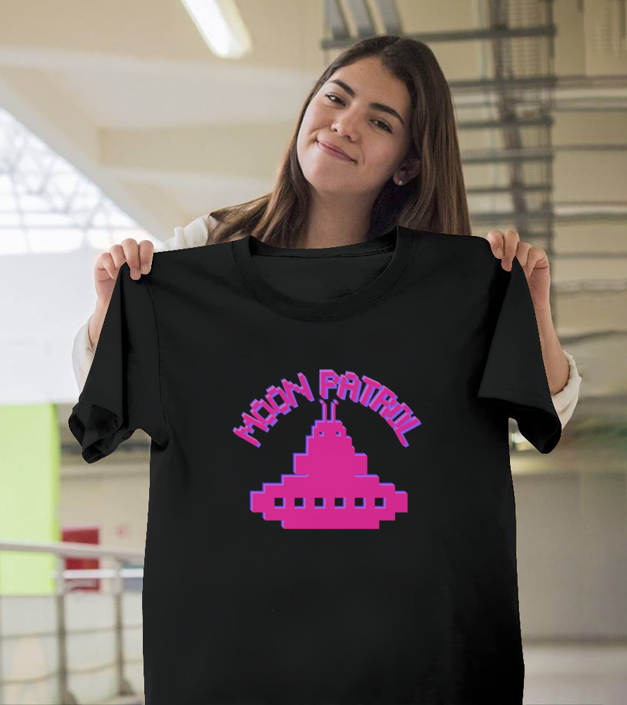 Moon Patrol Retro Pixel Art UFO Spaceship T-Shirt