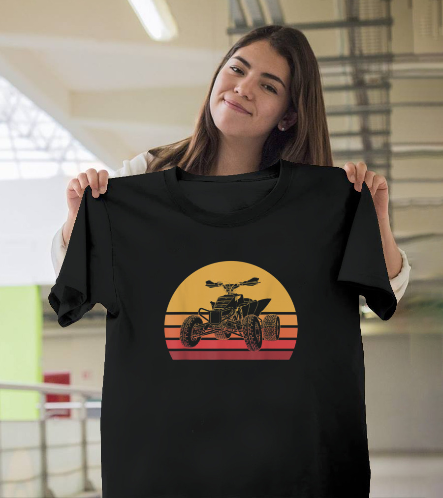 Retro Quad Bike ATV Vintage Mudding 4 Wheeler Sunset Adventure T-Shirt
