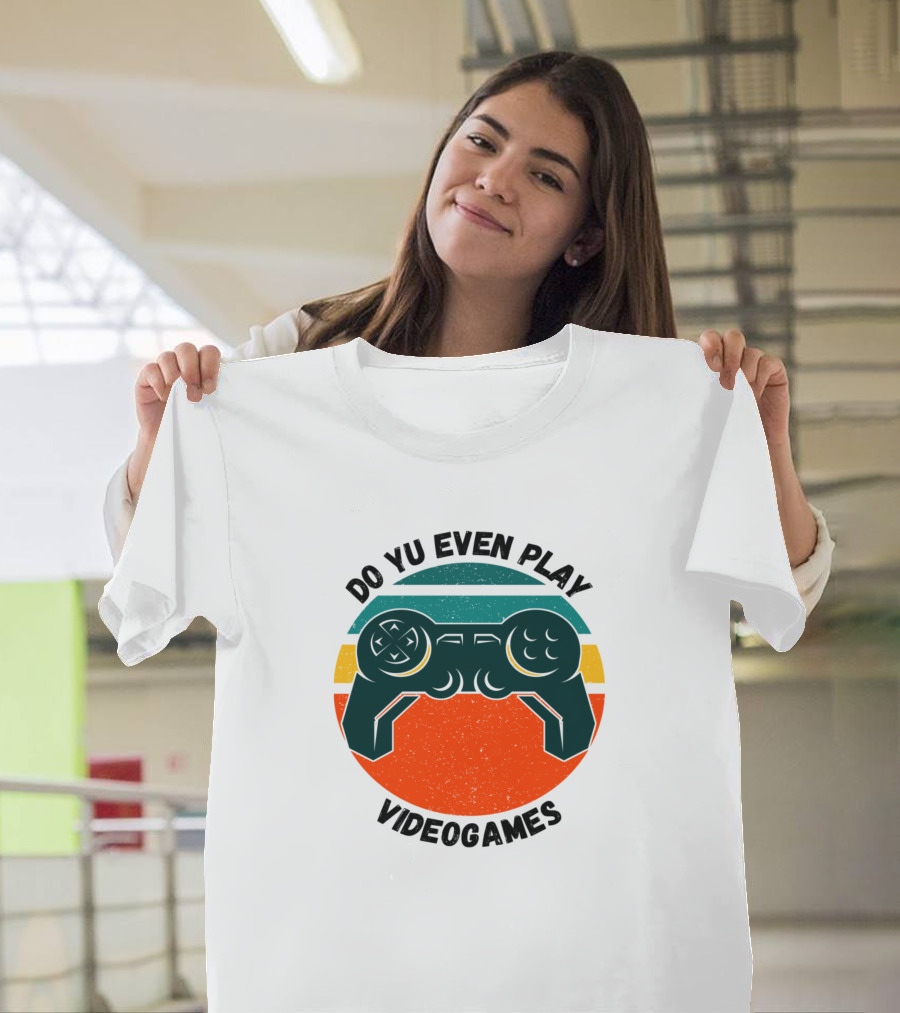 Do You Even Play Videogames Retro Controller Vintage Stripes T-Shirt