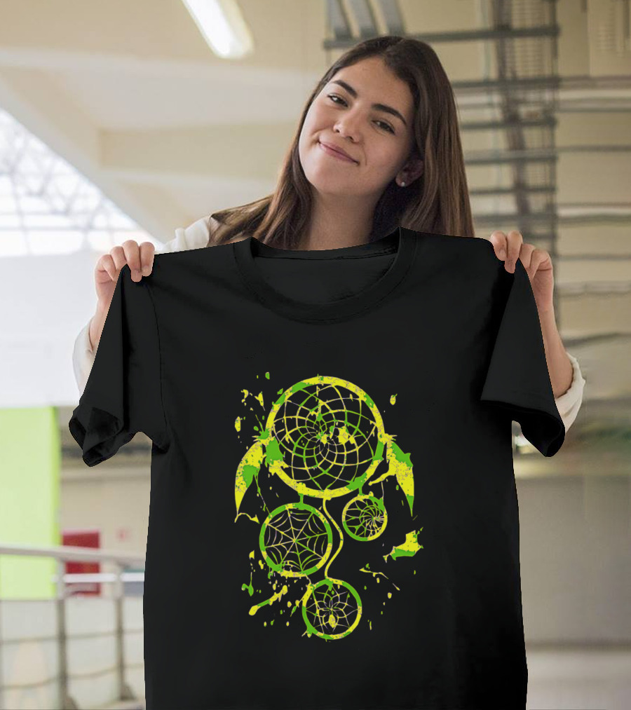 Dreamcatcher Feathers Spiritual Neon Splatter T-Shirt