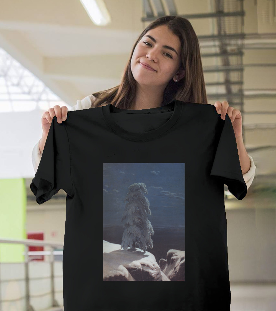 In The Wild North Ivan Shishkin Snowy Tree at Night T-Shirt