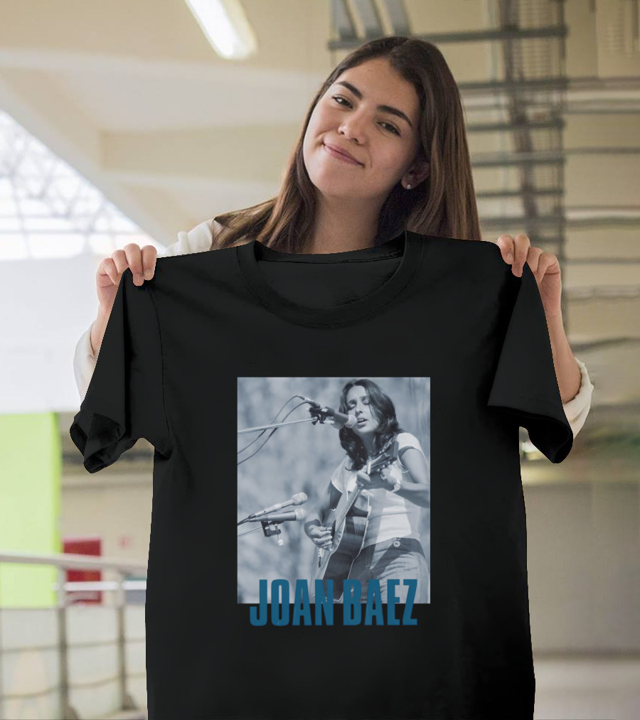 Joan Baez Performing Live with Acoustic Guitar T-Shirt