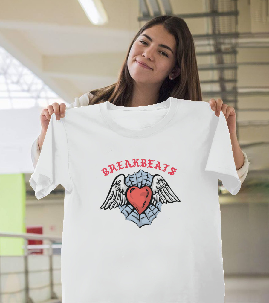 Breakbeats Heart With Wings And Web T-Shirt