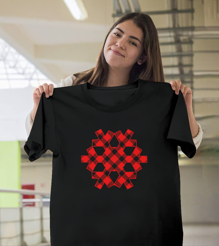 Buffalo Plaid Red Black Snowflake T-Shirt