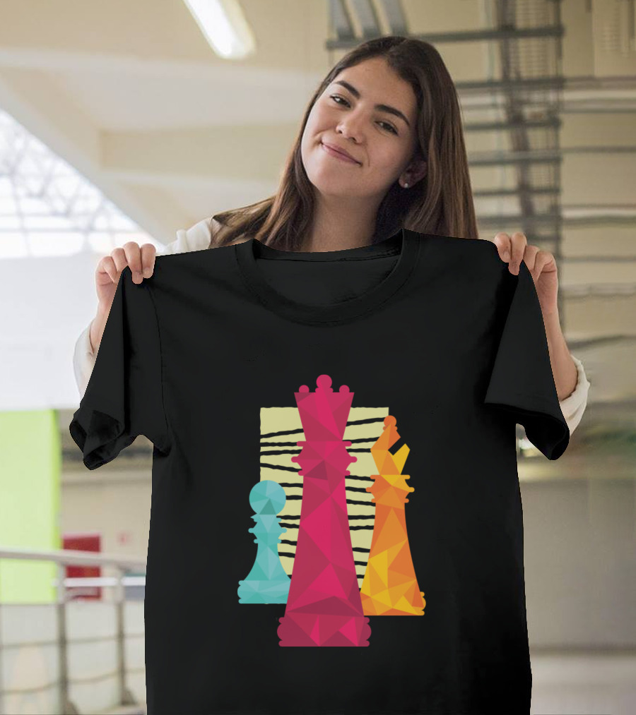 Chess Figures Abstract Geometric T-Shirt