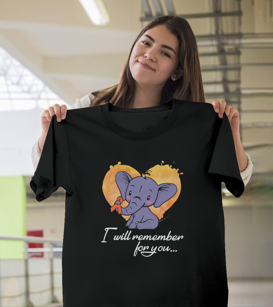 I Will Remember For You Elephant Heart Ribbon Multiple Sclerosis Awareness T-Shirt
