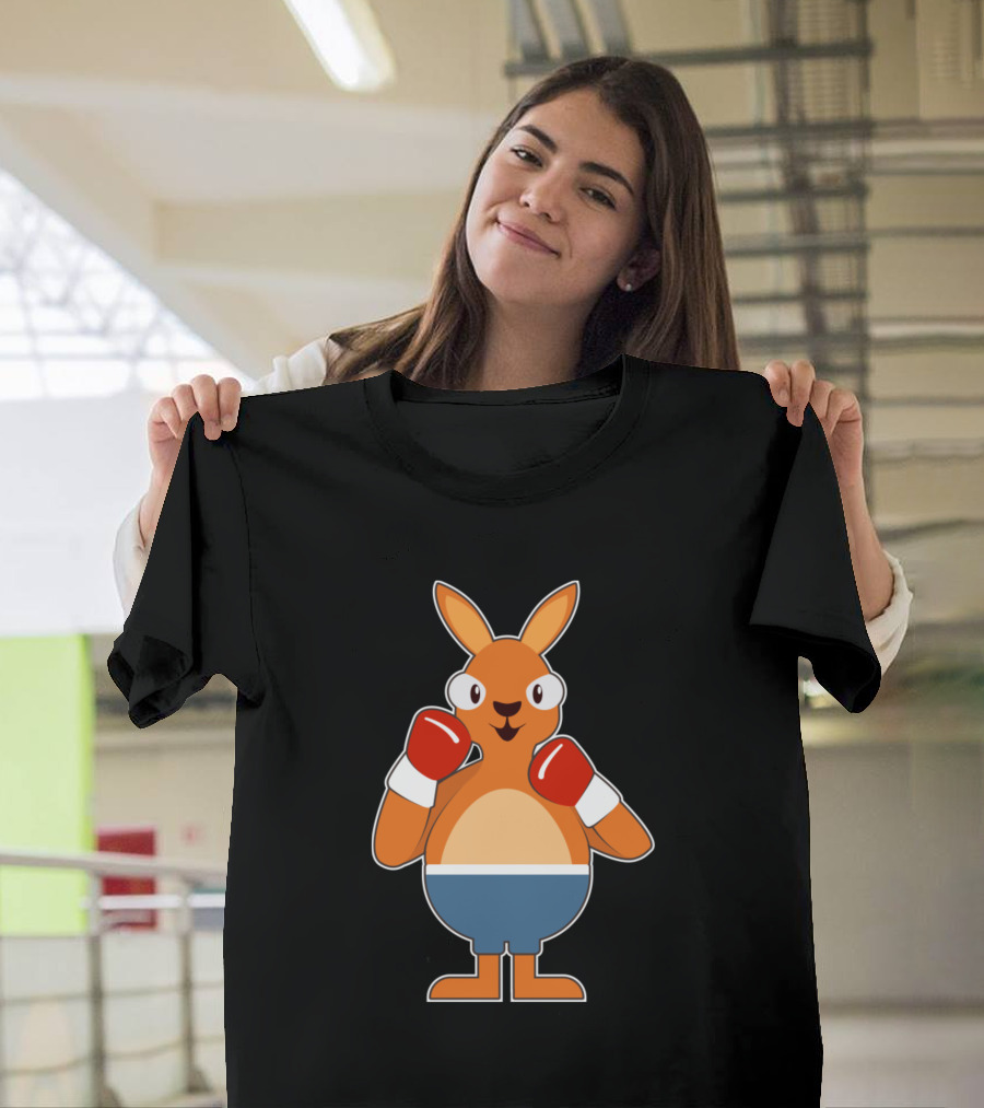 Kangaroo Boxer in Blue Shorts and Red Boxing Gloves T-Shirt