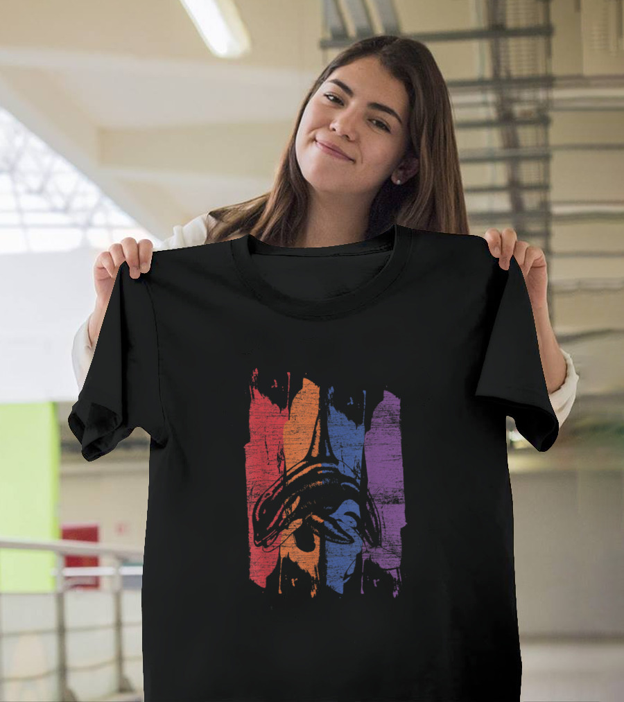 Killer Whale Orca Retro Rainbow Stripes T-Shirt