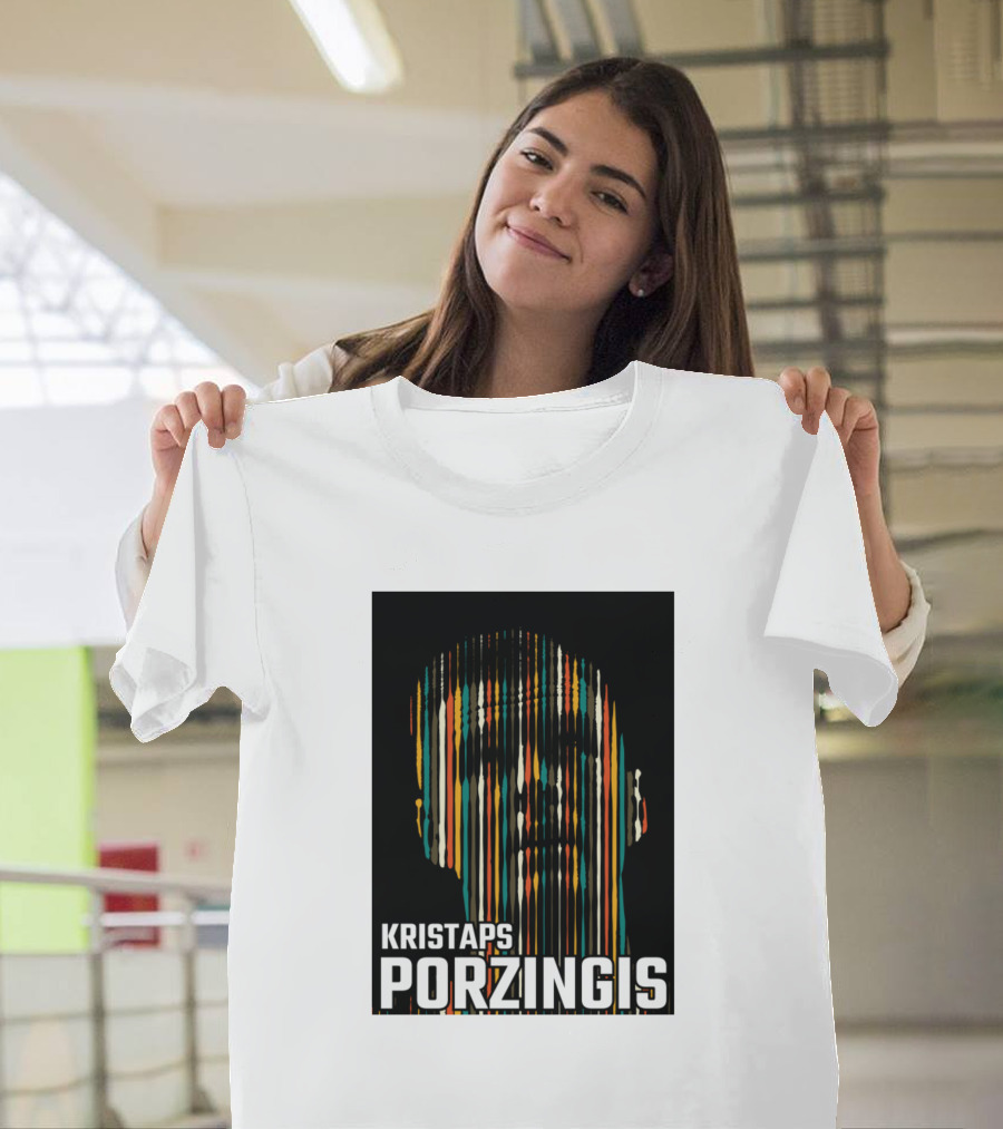 Kristaps Porzingis Abstract Vertical Stripes T-Shirt