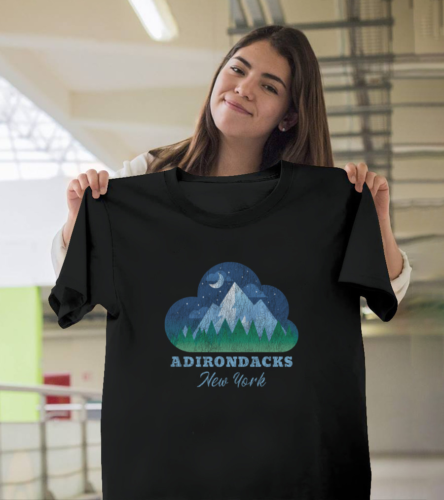 Adirondacks New York Mountains Night Sky Adventure T-Shirt