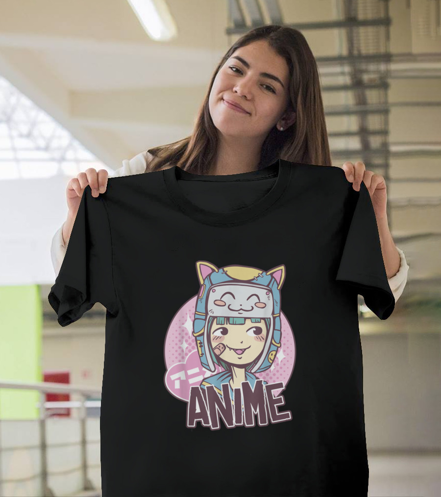 Kawaii Anime Girl Cat Helmet Japanese T-Shirt
