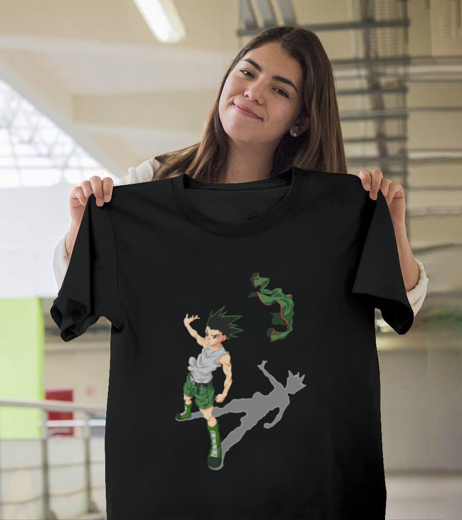 Gon Freecs Hunter Anime Character Dynamic Stance Shadow T-Shirt