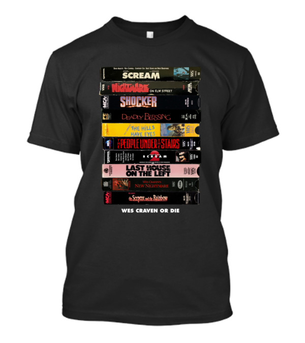 Wes Craven Horror Movies Stack Scream Nightmare Shocker Hills Eyes Serpent Rainbow T-Shirt