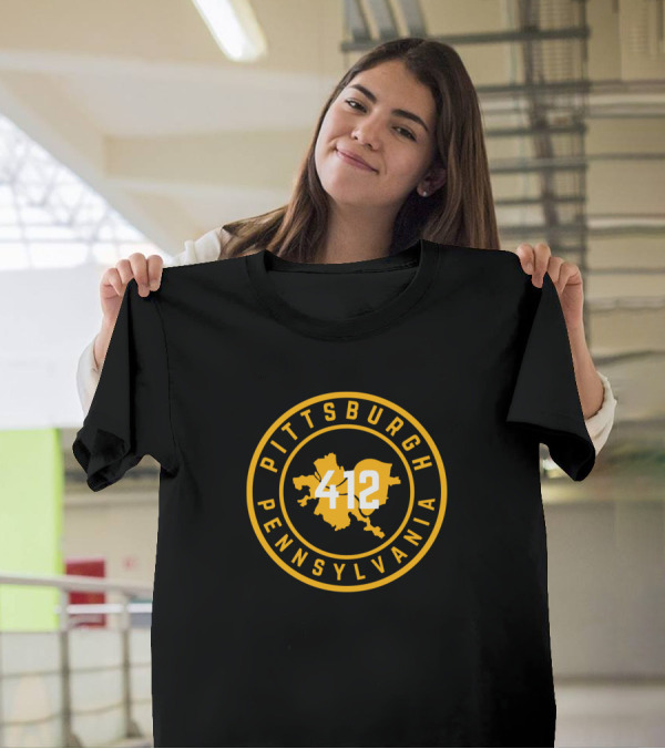 Pittsburgh Pennsylvania 412 Circle Steel City Map T-Shirt