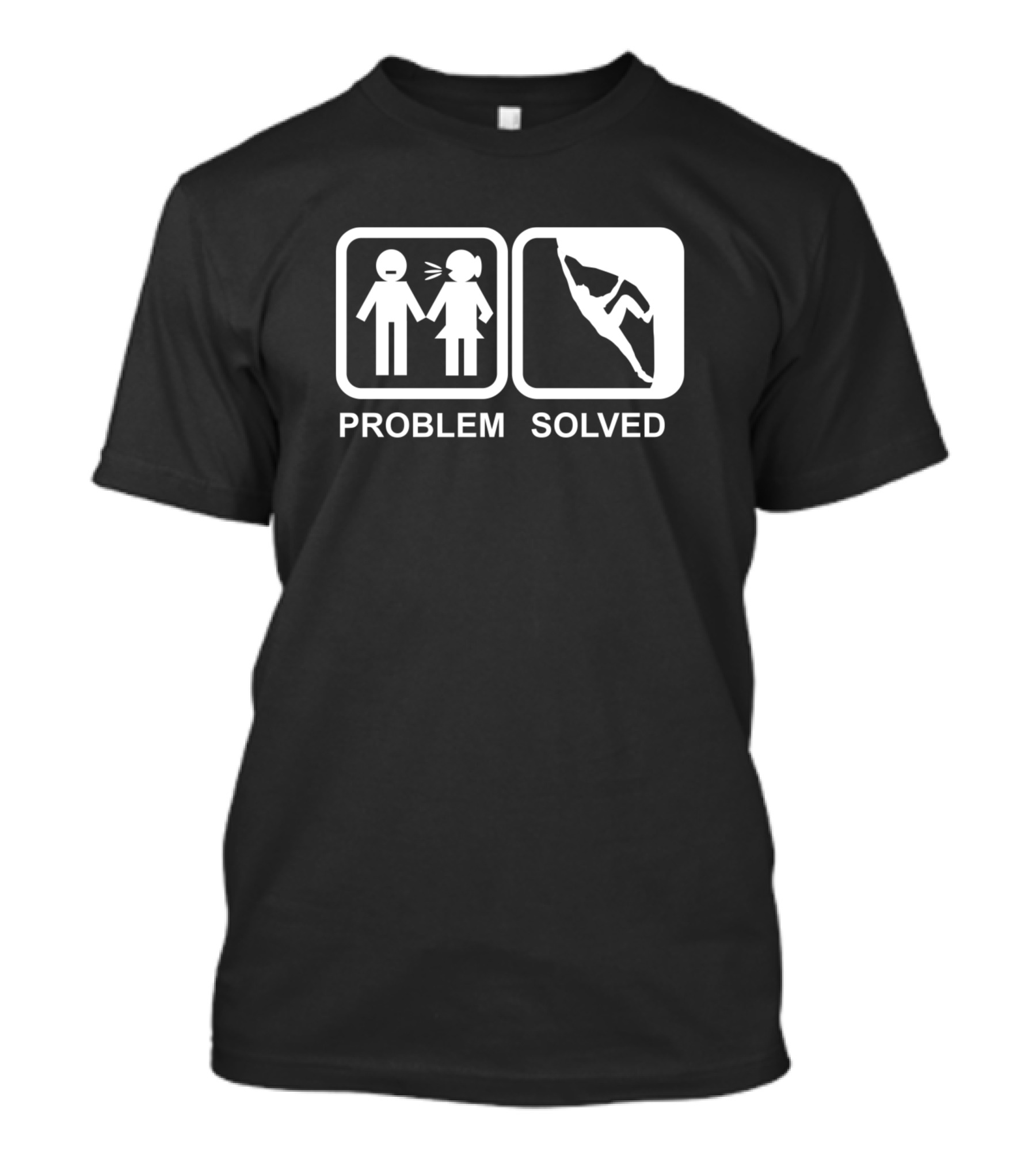 Problem Solved Rock Climbing Stick Figure T-Shirt