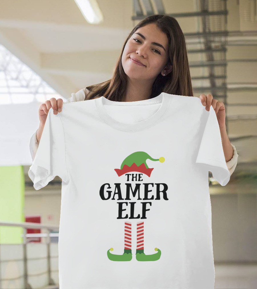 Gamer Elf Matching Family Group Christmas Holiday Costume T-Shirt