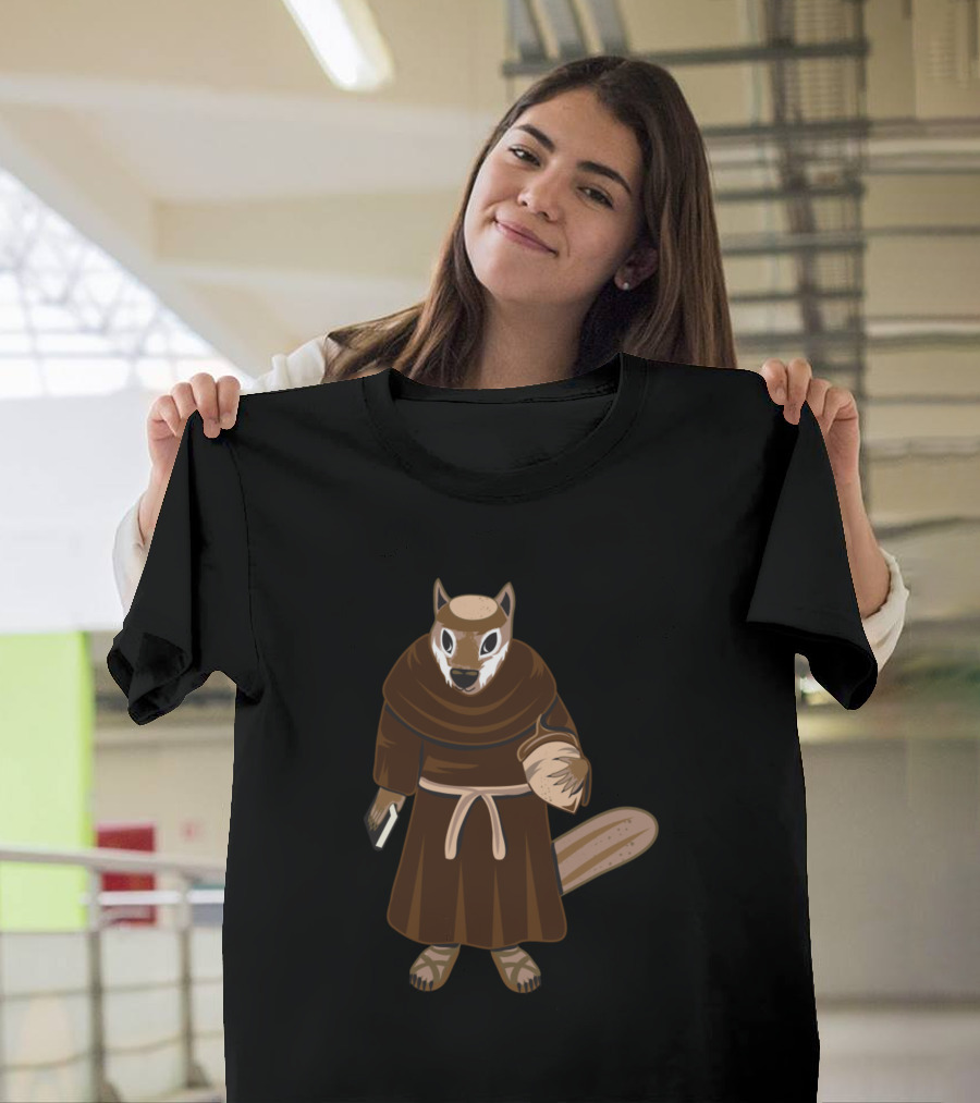 Chipmonk Medieval Robed Character with Hood and Basket T-Shirt