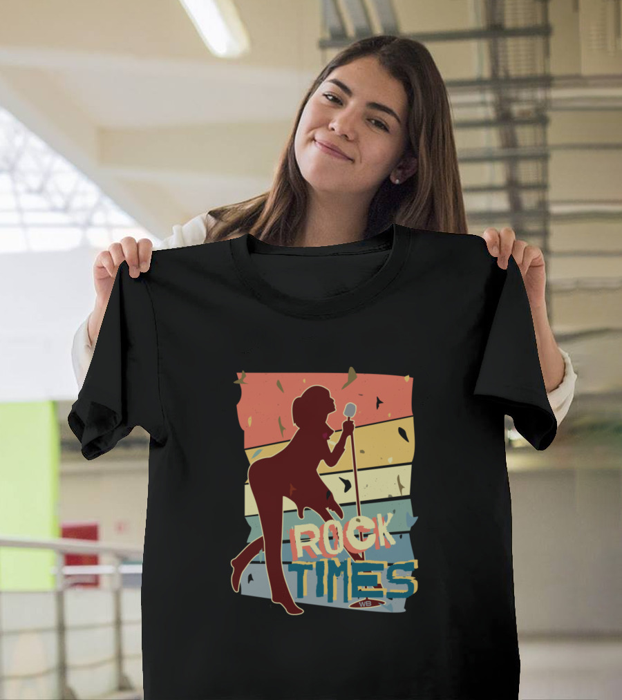 Rock Times Retro Singer Silhouette Mic WB T-Shirt