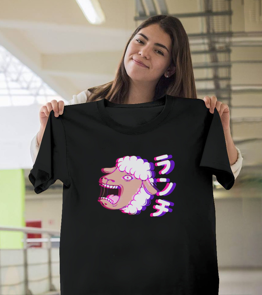 Aesthetic Otaku Style Crazy Screaming Sheep Ramen Noodle T-Shirt