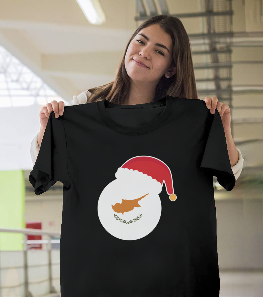 Christmas Cyprus Flag Santa Claus Hat T-Shirt