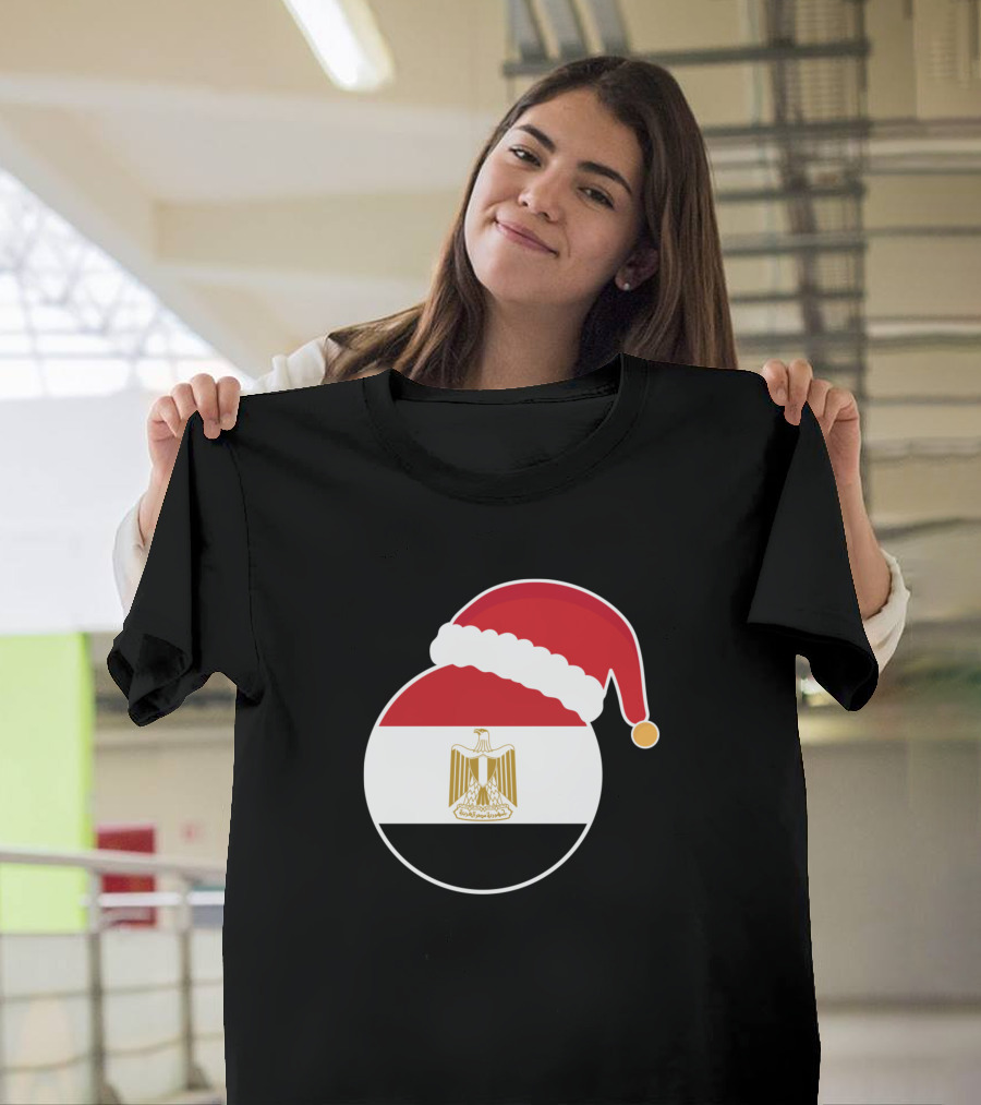 Egypt Flag with Santa Claus Hat Christmas T-Shirt