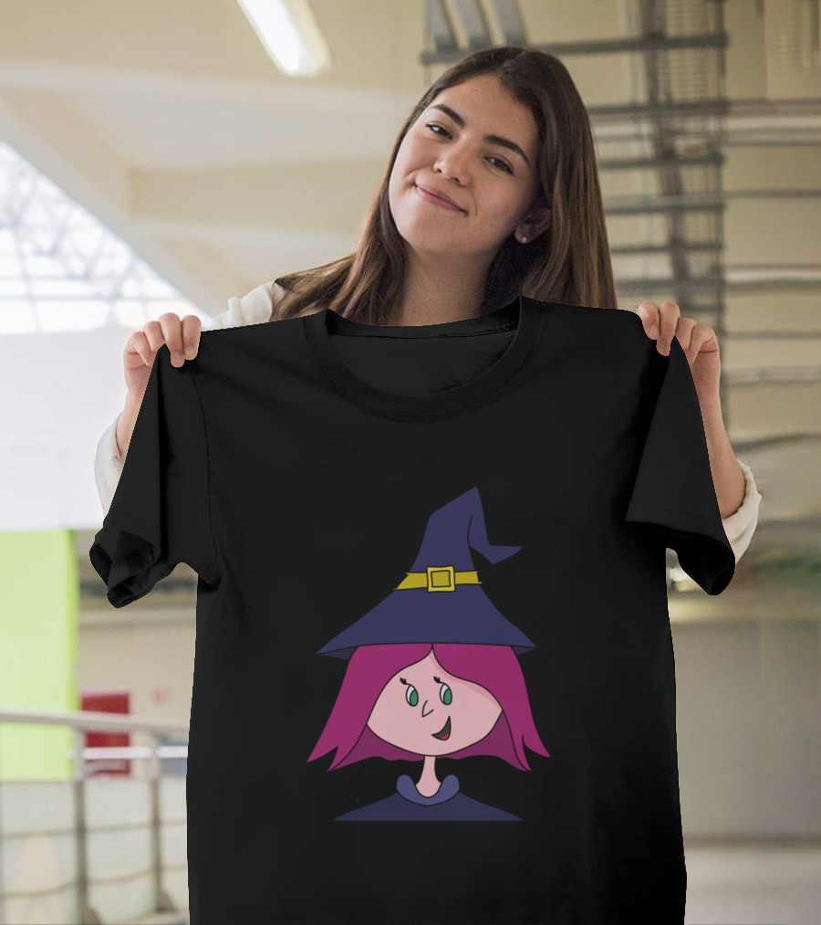 Cute Young Witch With Purple Hair and Pointed Hat T-Shirt