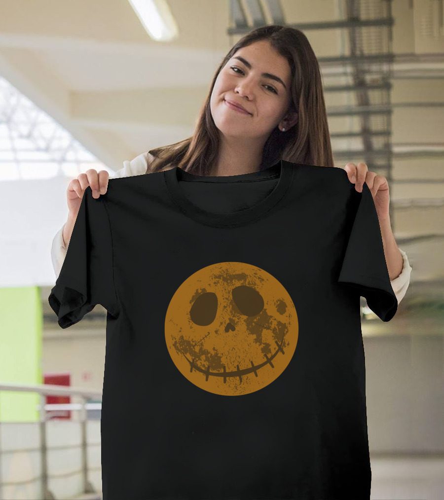 Halloween Grinning Moon Face with Skull Inspiration T-Shirt