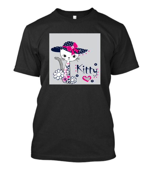 Kitty Love Polka Dot Bow Floral Heart T-Shirt
