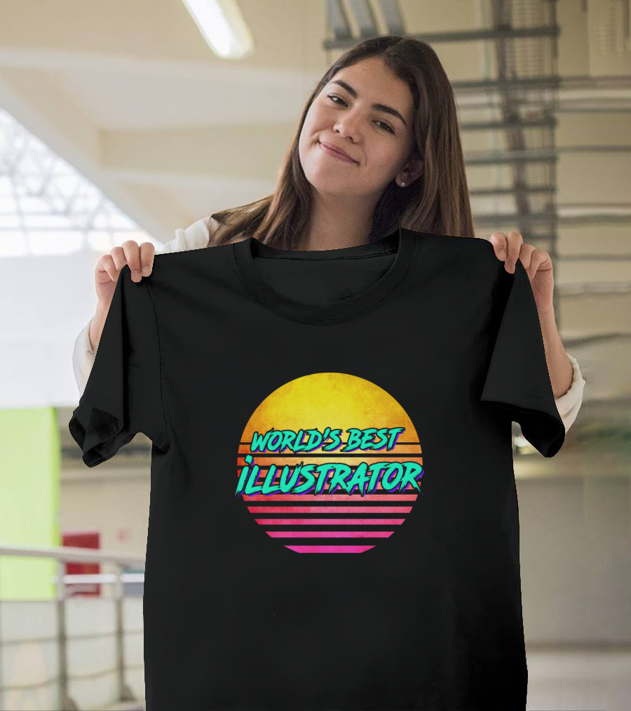 World's Best Illustrator Retro Sunset T-Shirt