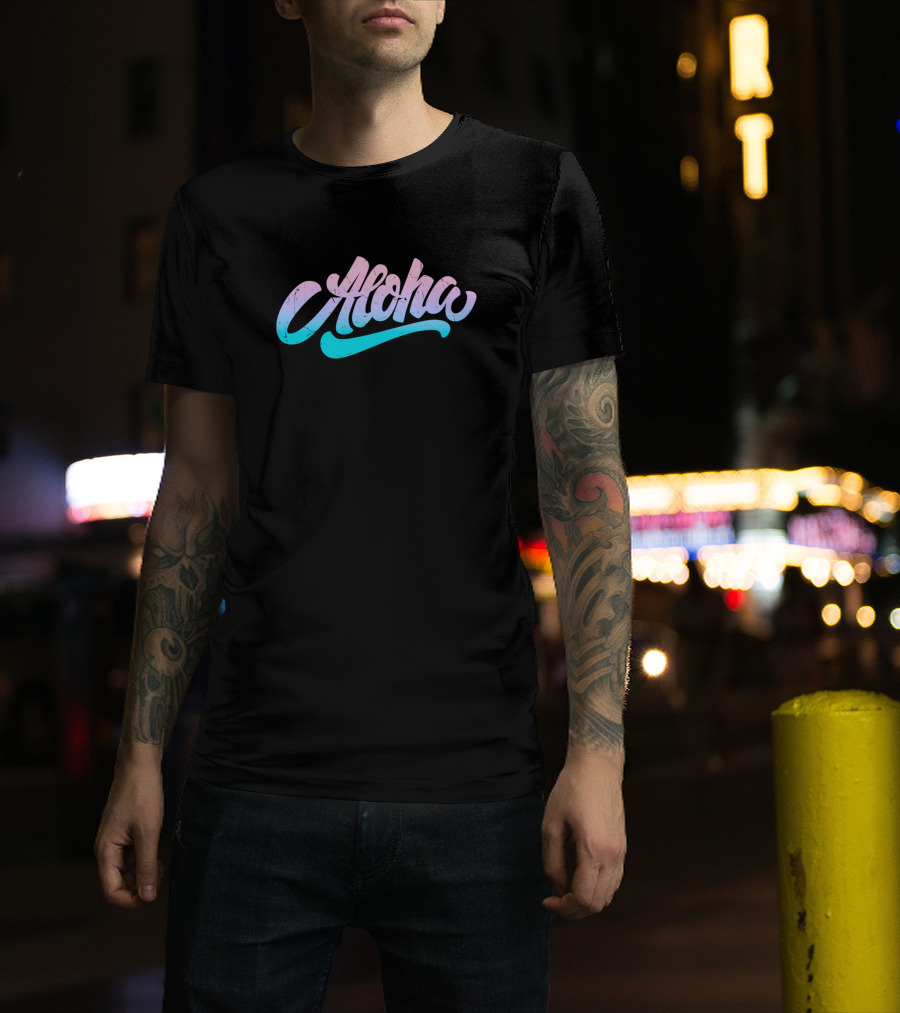 Aloha Pastel Gradient Script T-Shirt