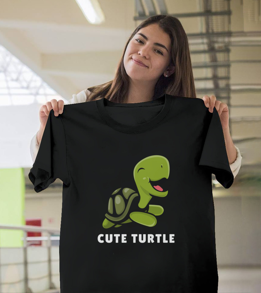 Cute Turtle Smiling Cartoon Character T-Shirt