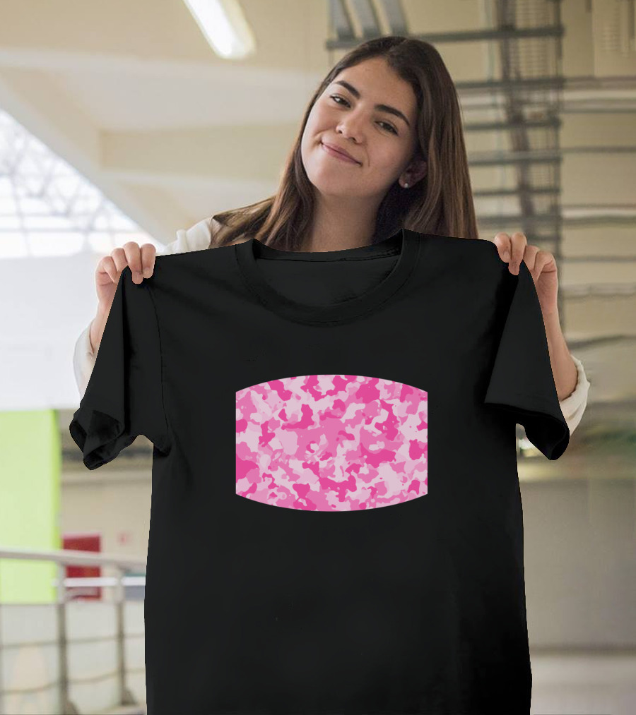 Pink Camo Pattern Face Mask T-Shirt