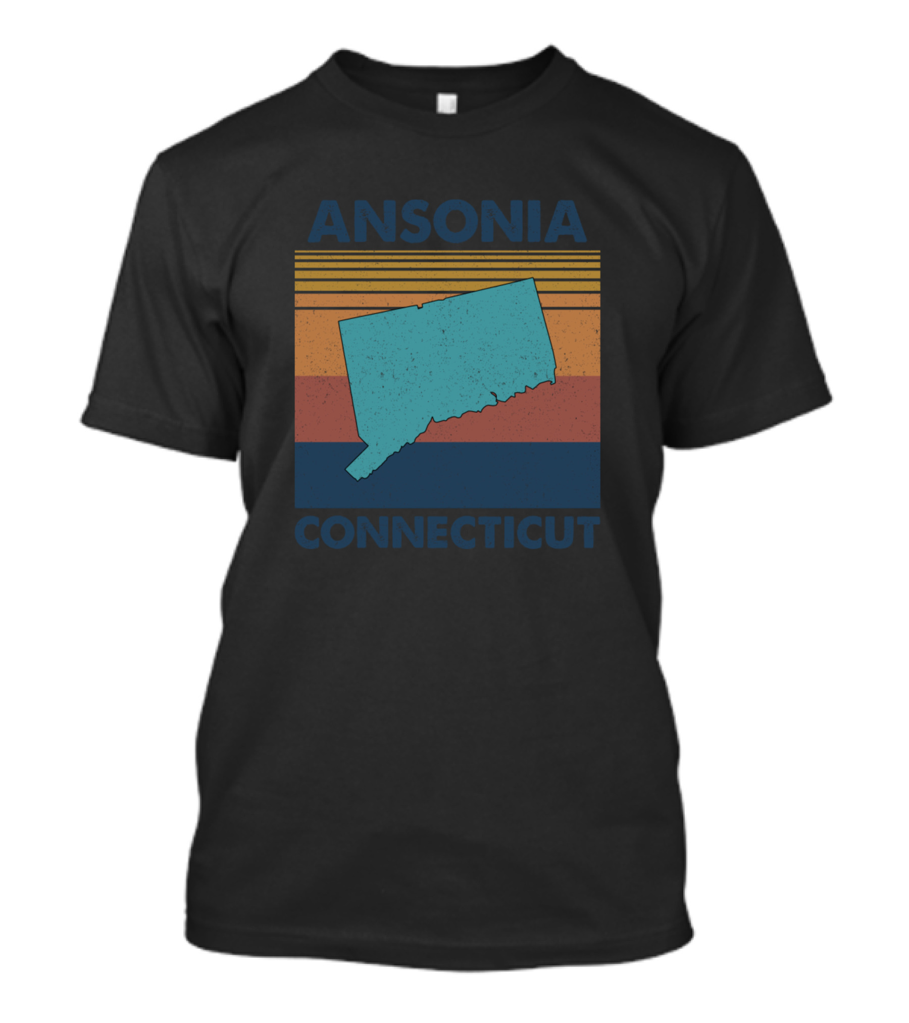 ANSONIA CONNECTICUT Retro State Map With Stripes T-Shirt