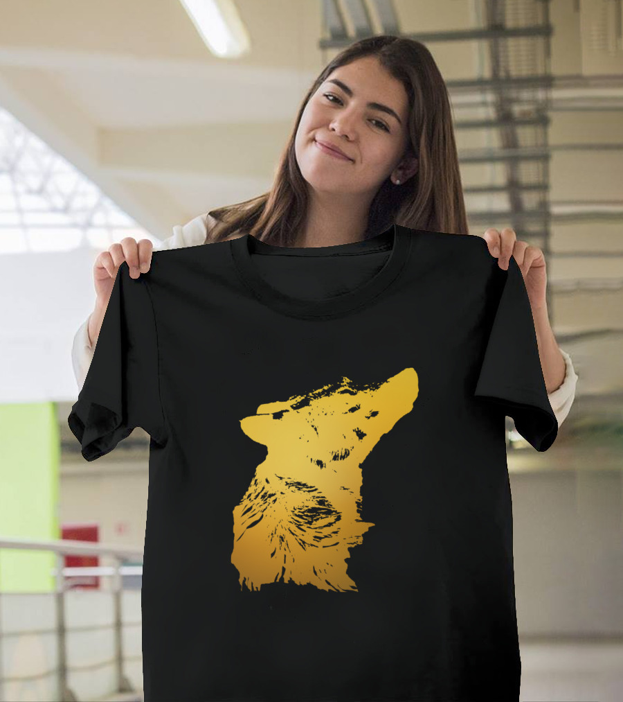 Howling Wolf Head Yellow T-Shirt