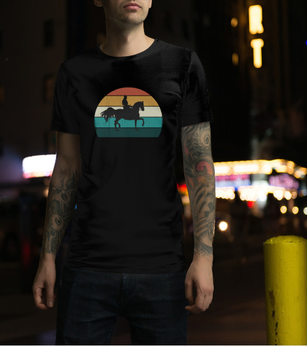 Retro Samurai Horse Rider Vintage Japanese Daimyo Sunset T-Shirt