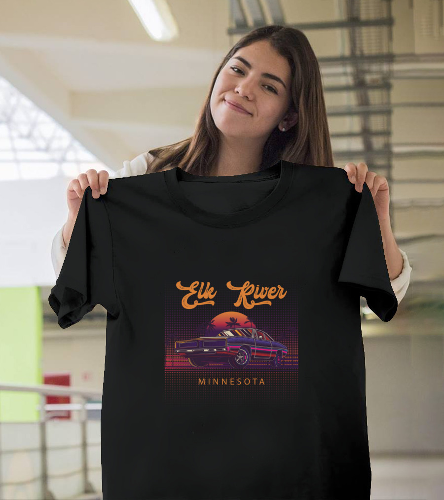 Elk River Minnesota Vintage Muscle Car Sunset Scene T-Shirt