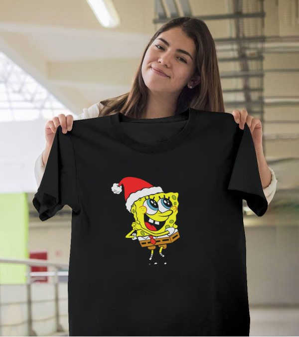 Spongebob Squarepants Santa Hat Christmas Holiday T-Shirt
