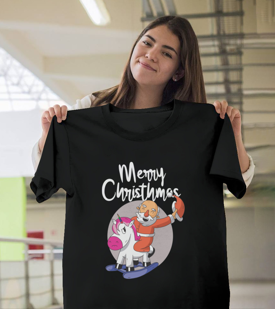 Merry Christmas Santa Riding Unicorn T-Shirt