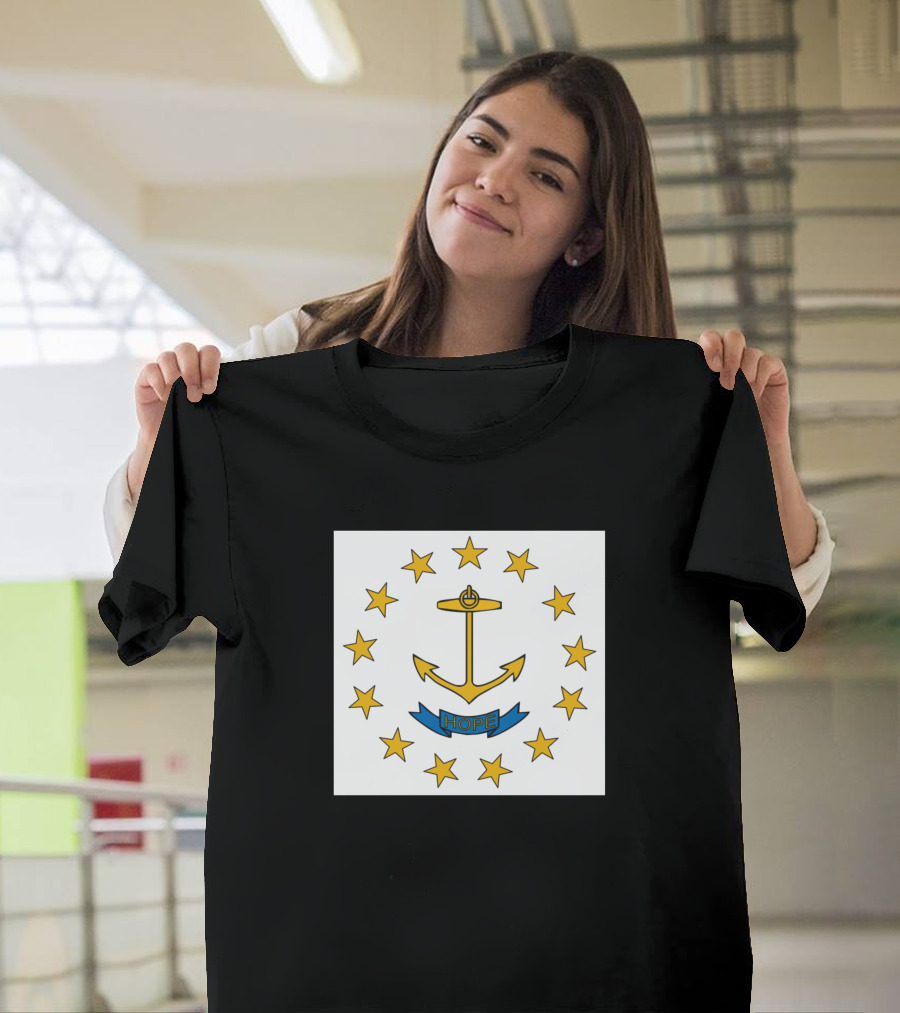 Rhode Island Hope Anchor with Stars Flag T-Shirt