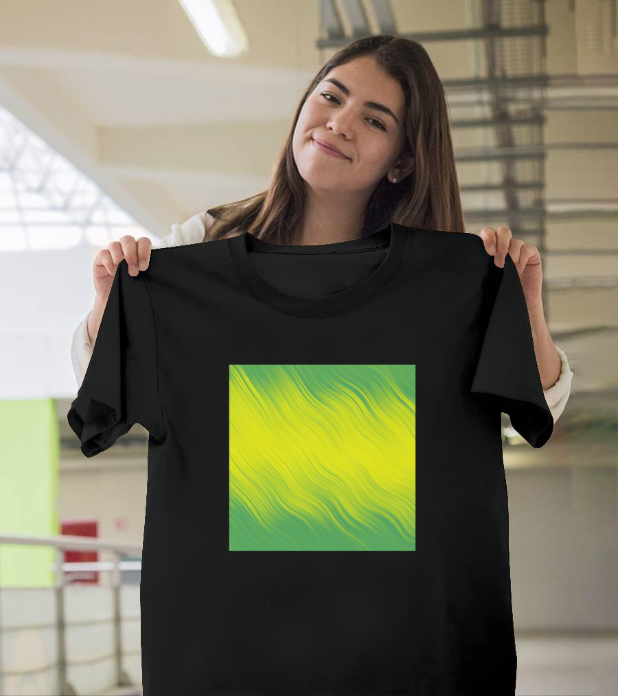 Stripes Wave Pattern Green Yellow Flow T-Shirt