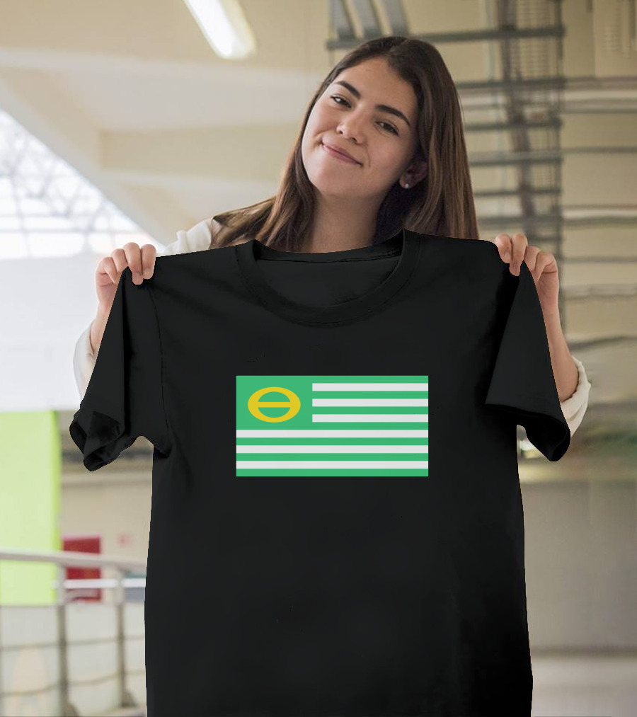Us Ecology Symbol Green Yellow Stripes Flag T-Shirt