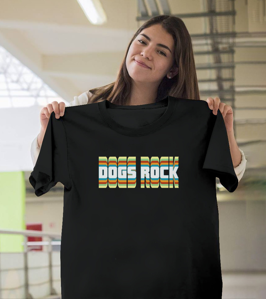 Dogs Rock Retro Stripes Vintage Colors T-Shirt